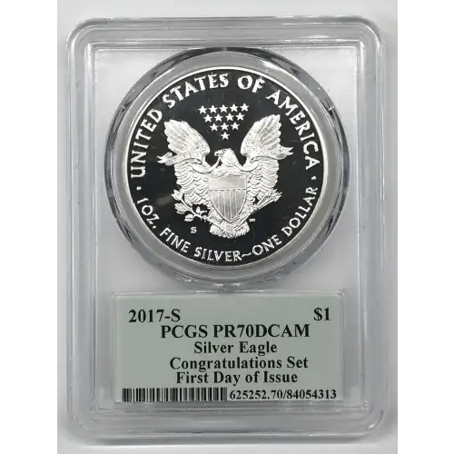 2017-S $1 Silver Eagle Congratulations Set First Day of Issue Minuteman, DCAM