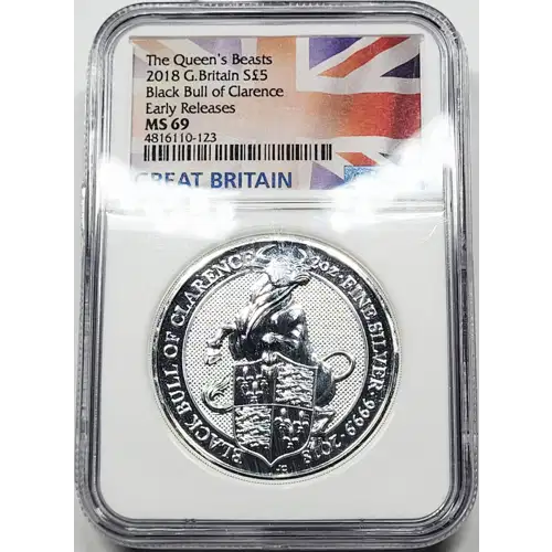 2018 2 oz Silver NGC MS-69 Great Britain 5 Pounds Queen's Beast Black Bull of Clarence generic (4)