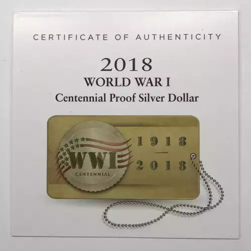 2018-P World War I (WWI) Centennial Proof Silver Dollar w US Mint OGP Box & COA (5)