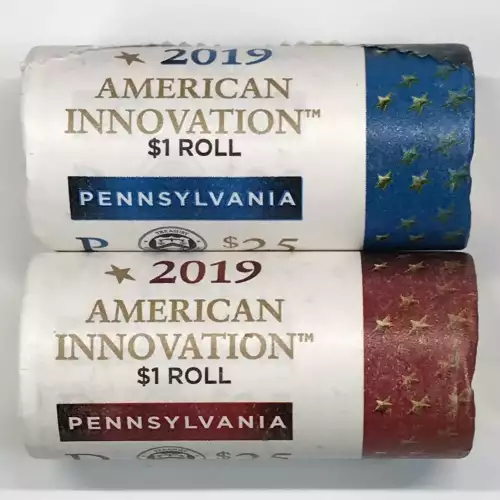 2019 Pennsylvania American Innovation Dollar US Mint P & D Roll Set