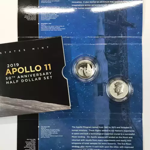 2019-S Apollo 11 Half Dollar Set  w US Mint OGP - Enhanced Reverse Proof Kennedy