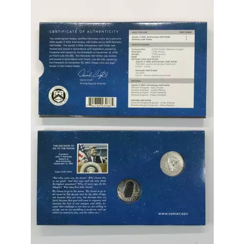 2019-S Apollo 11 Half Dollar Set  w US Mint OGP - Enhanced Reverse Proof Kennedy