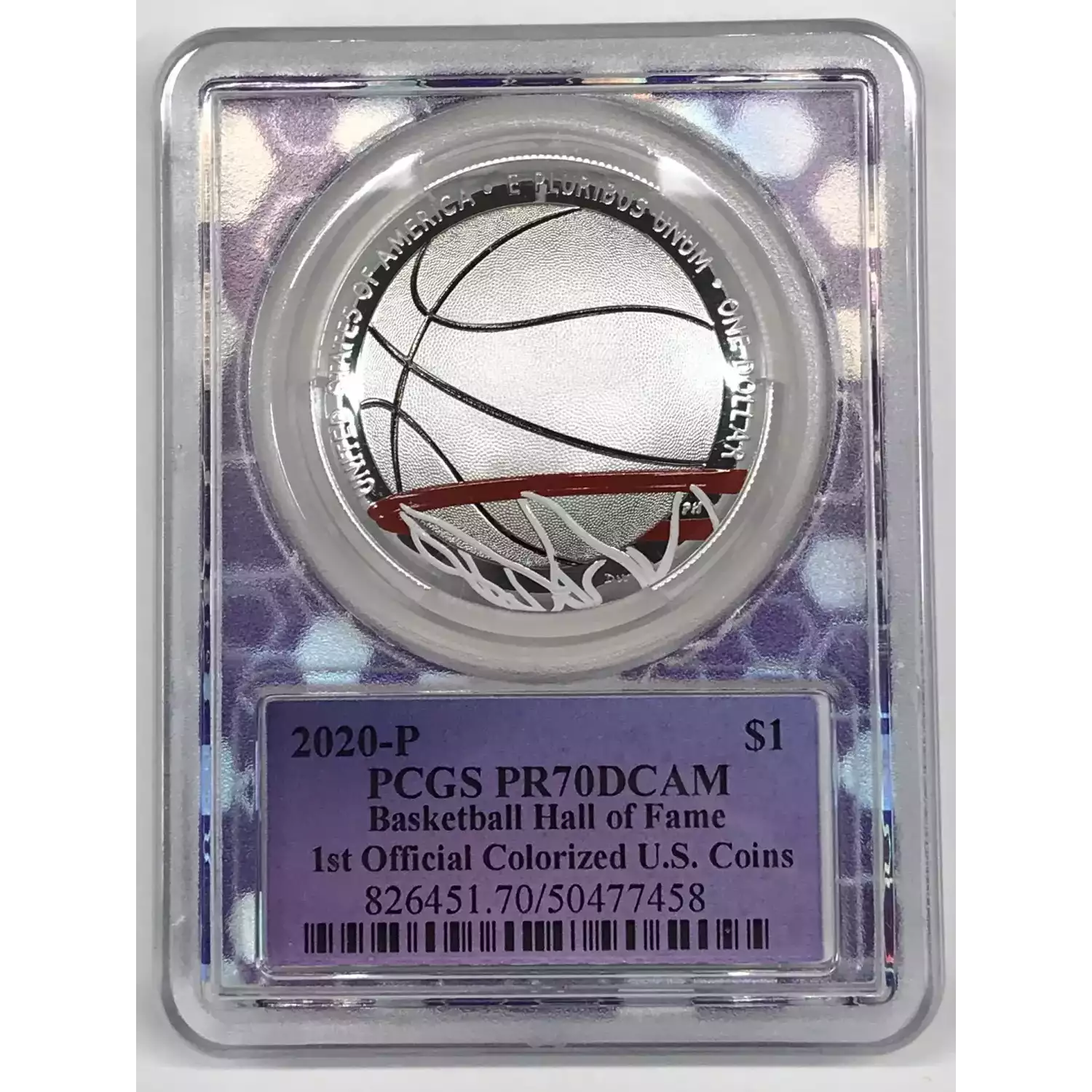 2020 (P) Basketball Hall of Fame newest Silver Dollar -- PF70 DEEP CAMEO