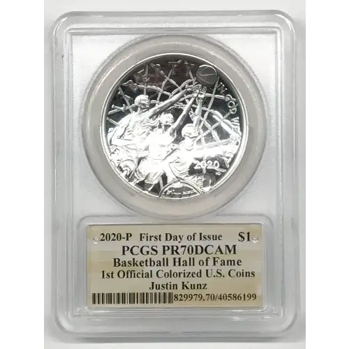 2020-P $1 Basketball Hall of Fame 1st Official Colorized U.S. Coins FDI Justin Kunz Justin Kunz, DCAM (2)