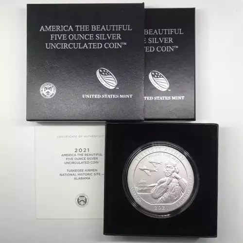 2021-P Tuskegee Airmen ATB 5 oz Silver Uncirculated Coin w US Mint OGP Box & COA