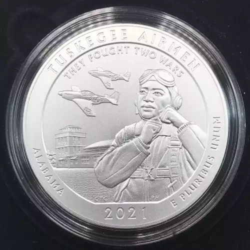 2021-P Tuskegee Airmen ATB 5 oz Silver Uncirculated Coin w US Mint OGP Box & COA (2)