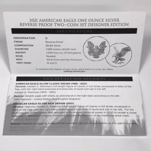 2021 Reverse Proof Silver Eagle 2-Coin Set - Designer Edition w OGP Box & COA (5)