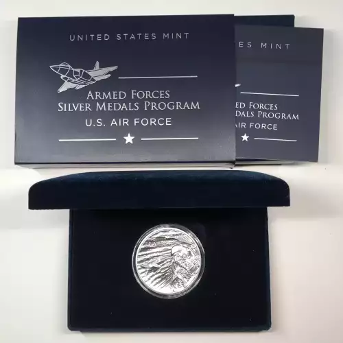 2021 US Air Force 2.5 oz Silver Medal w US Mint OGP - Box & COA