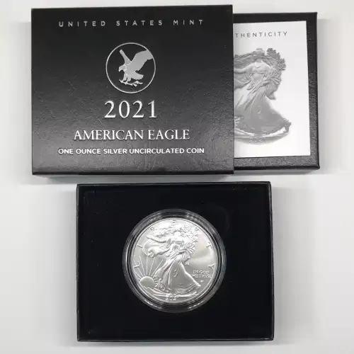 2021-W Burnished Uncirculated Silver Eagle w OGP - Box & COA (2)