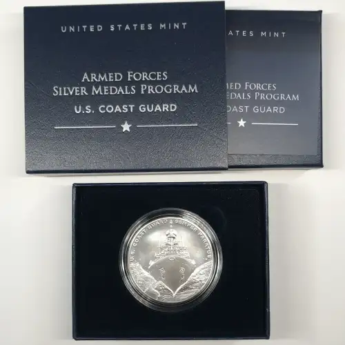 2022-P US Coast Guard Armed Forces 1 oz Silver Medal w US Mint OGP - Box & COA