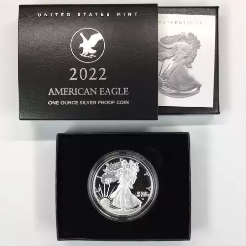 2022-S Proof Silver Eagle w OGP - Box & COA