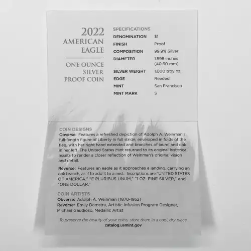 2022-S Proof Silver Eagle w OGP - Box & COA (2)