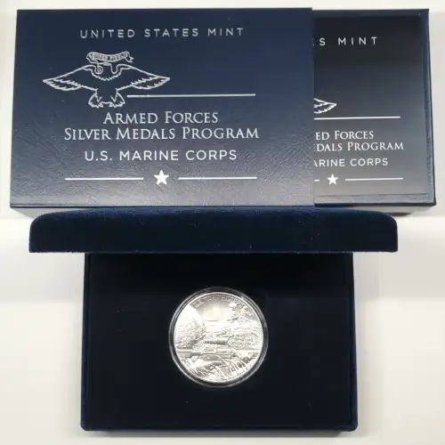 2022 US Marine Corps 2.5 oz Silver Medal w US Mint OGP - Box & COA