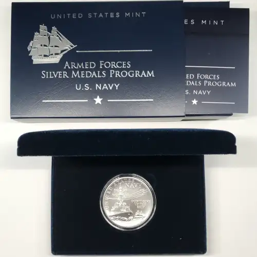 2022 US Navy 2.5 oz Silver Medal w US Mint OGP - Box & COA