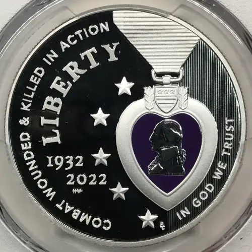2022-W $1 National Purple Heart Hall of Honor Colorized First Strike, DCAM
