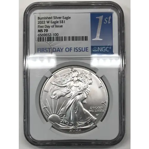 2022 W First Day of Issue Burnished Silver Eagle
