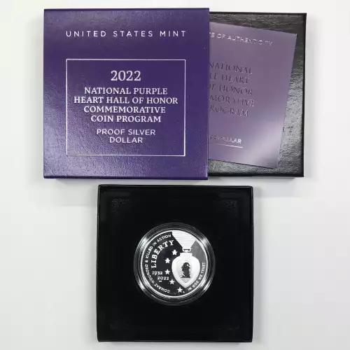 2022-W National Purple Heart Hall of Honor Proof Silver Dollar w US Mint OGP (5)