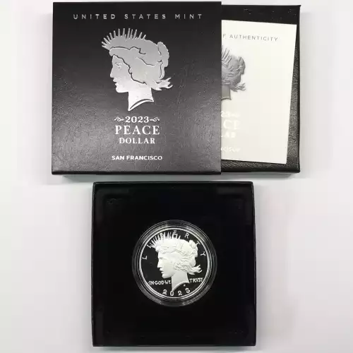 2023-S Proof Peace Silver Dollar w US Mint OGP Box & COA - San Francisco Mint