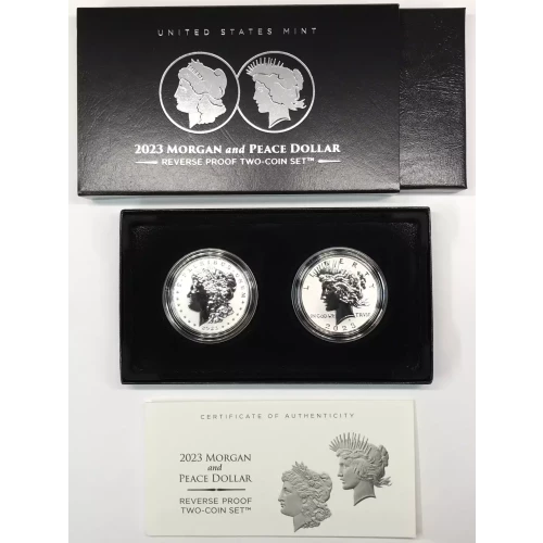 2023-S Reverse Proof Morgan & Peace Dollar 2-Coin Set w US Mint OGP Box & COA