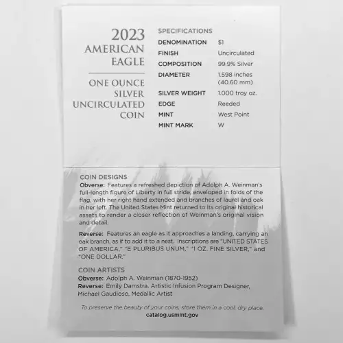 2023-W Burnished Uncirculated Silver Eagle w OGP - Box & COA (3)