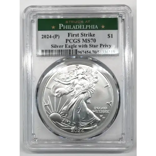 2024-(P) $1 Silver Eagle with Star Privy Struck at Philadelphia First Strike