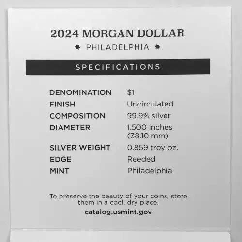 2024-P Uncirculated Morgan Silver Dollar w US Mint OGP Box & COA - Philadelphia (4)