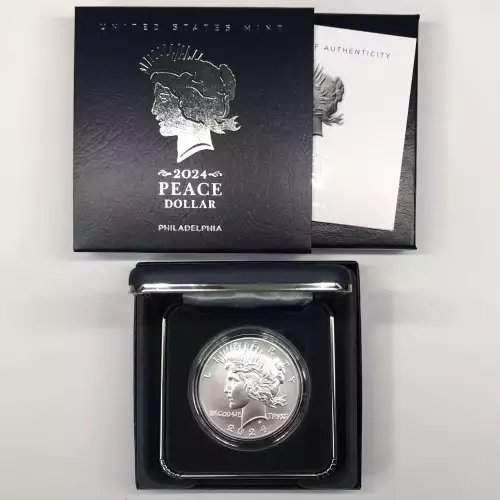 2024-P Uncirculated Peace Silver Dollar w US Mint OGP - Box & COA - Philadelphia