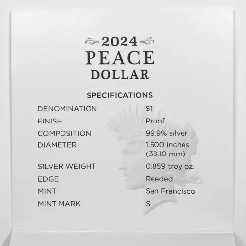 2024-S Proof Peace Silver Dollar w US Mint OGP Box & COA - San Francisco Mint (2)