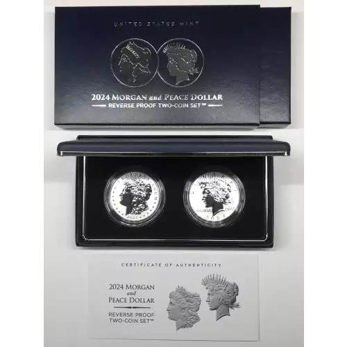 2024-S Reverse Proof Morgan & Peace Dollar 2-Coin Set w US Mint OGP Box & COA