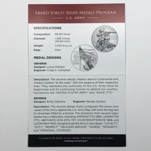 2024 US Army Armed Forces 1 oz Silver Medal w US Mint OGP - Box & COA (2)