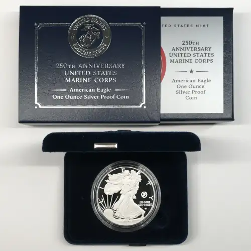 2025-P Marine Corps 250th Anniversary Privy Mark Proof Silver Eagle OGP Box COA (3)