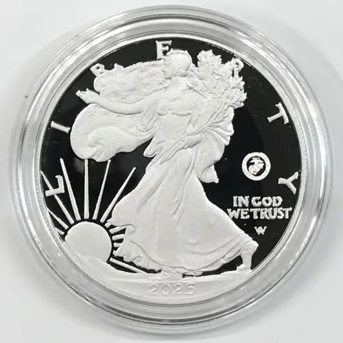 2025-P Marine Corps 250th Anniversary Privy Mark Proof Silver Eagle OGP Box COA (5)