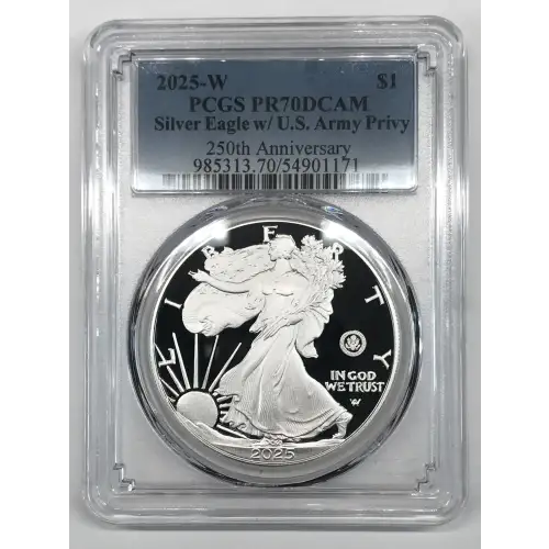 2025-W $1 Silver Eagle w/ U.S. Army Privy 250th Anniversary, DCAM