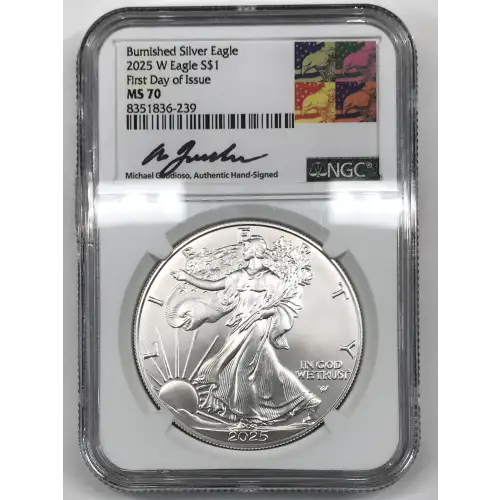 2025 W First Day of Issue Burnished Silver Eagle