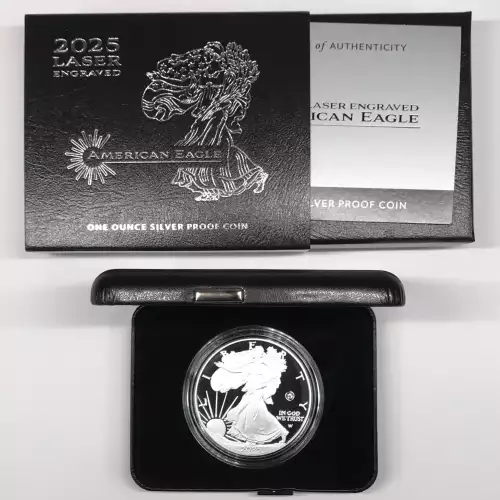 2025-W Laser Engraved Privy Proof Silver Eagle w OGP - Box & COA