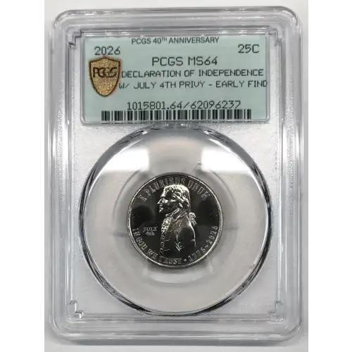 2026 25C Declaration of Independence w/ July 4th Privy - Early Find