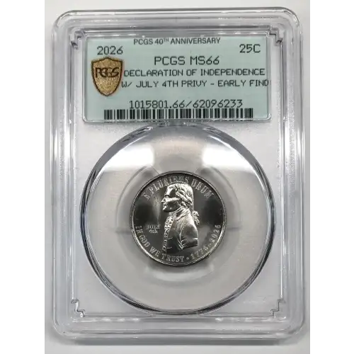 2026 25C Declaration of Independence w/ July 4th Privy - Early Find