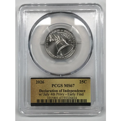 2026 25C Declaration of Independence w/ July 4th Privy - Early Find