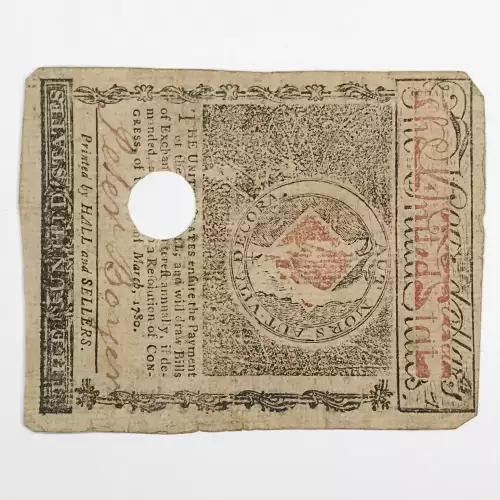 $4 May 5, 1780  COLONIAL CURRENCY MA-281 (2)