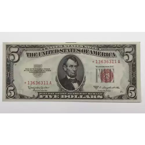 $5 1953-C red seal. Small Legal Tender Notes 1535*