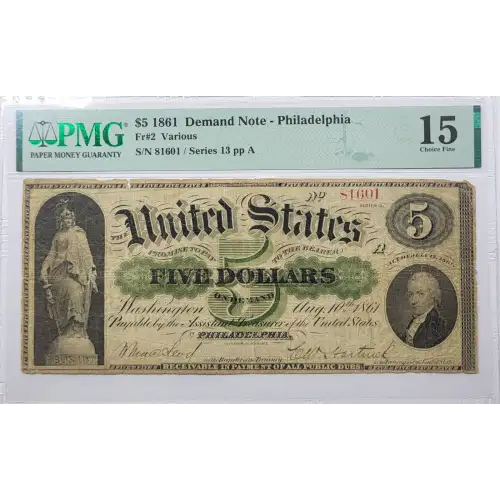 $5   Legal Size Notes The Demand Notes of 1861 2