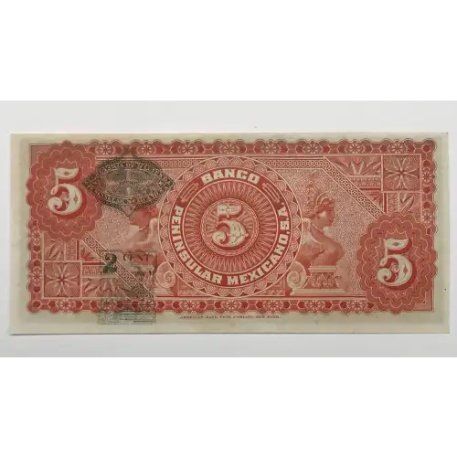 5 Pesos 1.4.1914, 1913-14 ISSUES A. Issued note. Mexico S465 (2)