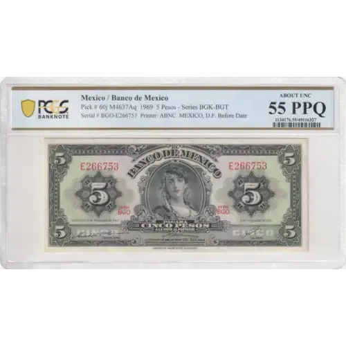 5 Pesos 1957-1970, 1957; 1961 Issue j. 19.11.1969. Series: BGK-BGT Mexico 60 (2)