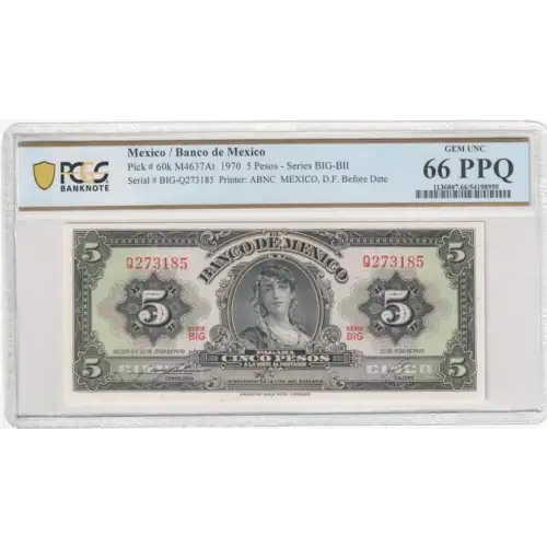 5 Pesos 1957-1970, 1957; 1961 Issue k. 22.7.1970. Series: BIG-BII Mexico 60 (2)