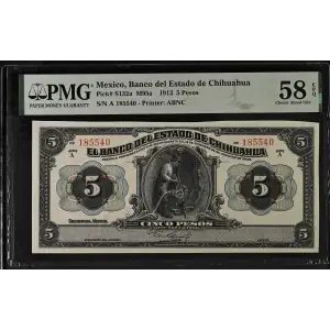 5 Pesos d.1913, DECREE OF 12.12.1913 A. Issued note with 1 signature. Mexico S132