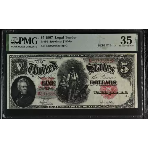 $5  Small Red, scalloped Legal Tender Issues 91