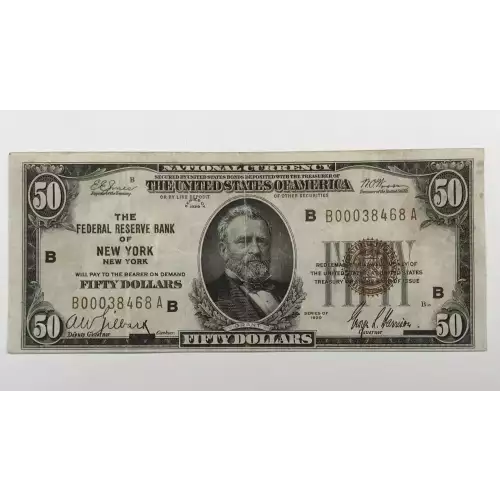 $50 1929 brown seal Small Federal Reserve Bank Notes 1880-B