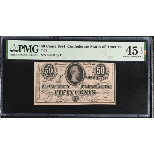 50 cents   Issues of the Confederate States of America CS-72