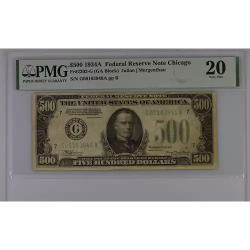 $500 1934-A.  High Denomination Notes 2202-G