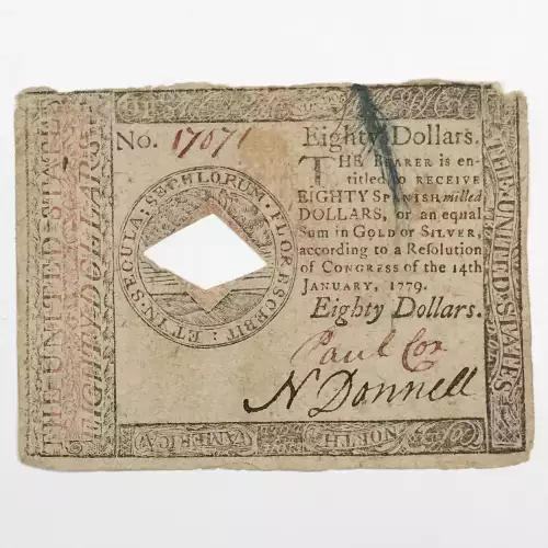 $80 January 14, 1779  CONTINENTAL CURRENCY CC-102